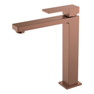 Смеситель для умывальника высокий Qubic Brushed Bronze