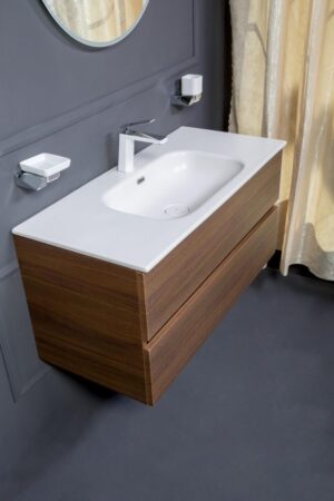 Тумба без раковины Vallessi 100*46cm DARK OAK мат. 2 полки,