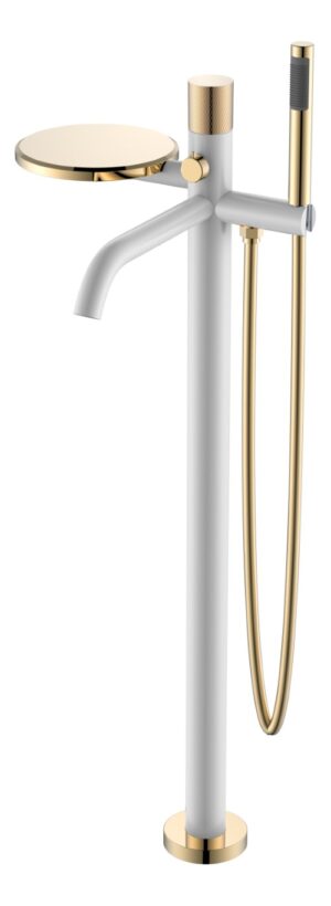 Смеситель STICK напольный WHITE DIAMOND GOLD