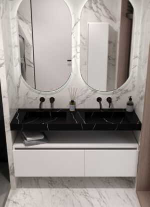 Столешница моноблок FLAT NERO MARQUINA (1410*452*80)