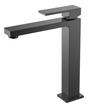 Смеситель для умывальника высокий Qubic Shine Gun Metal